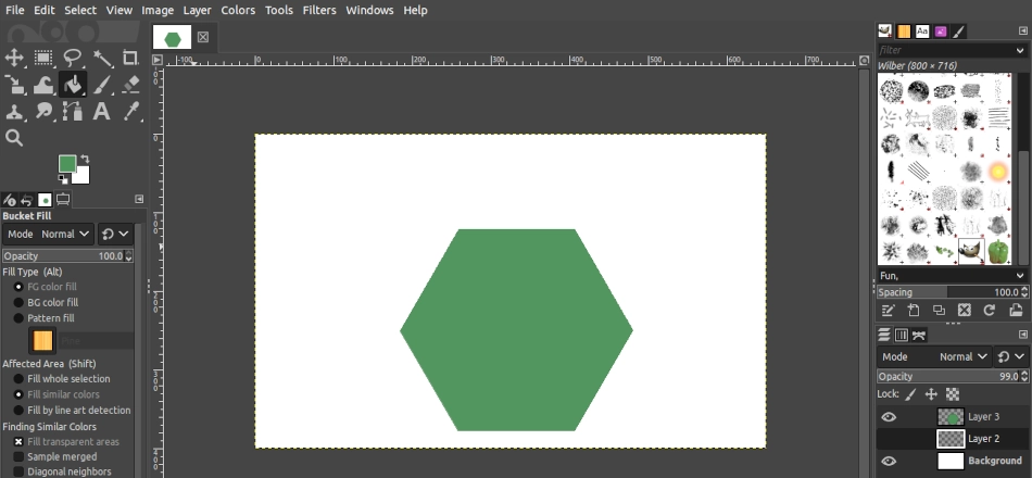 A hexagon shape drawn using GIMP