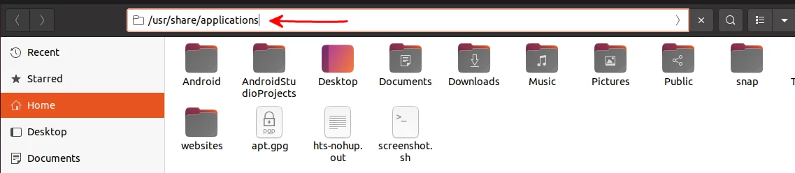 Adding folder path in file manager address bar