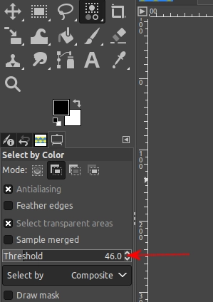 Adjusting selection threshold in GIMP