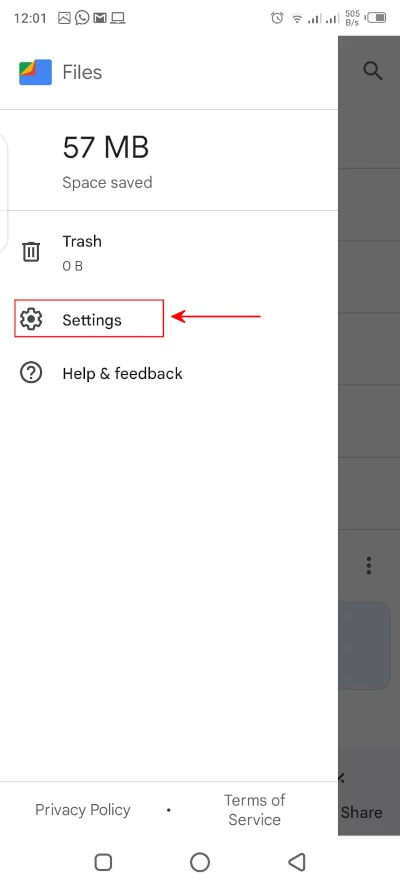 Android File manager app settings