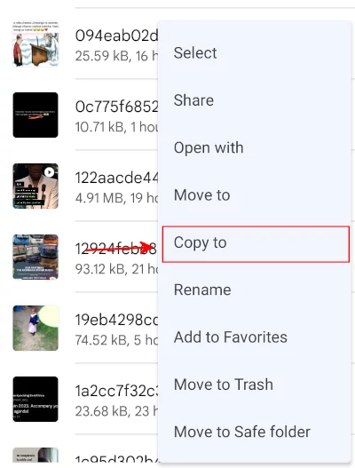 Android files app copy to