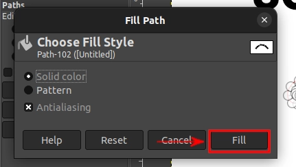 Aplying fill path in GIMP