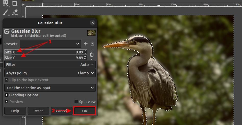 How to blur the image background in GIMP