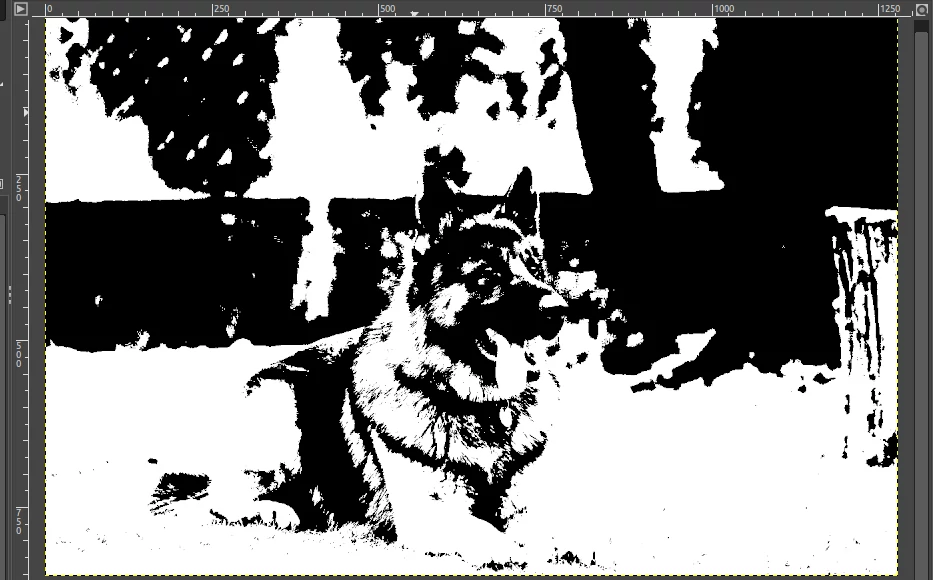 Black & white image after changing threshold in GIMP