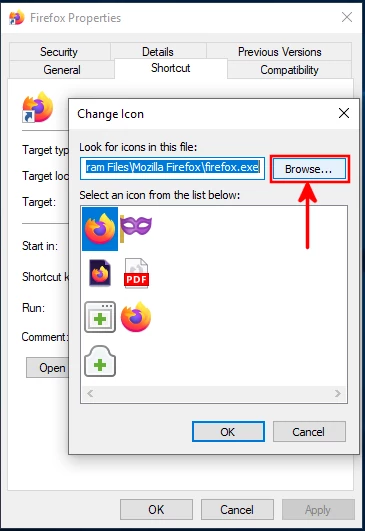 Browse app icon from pc storage