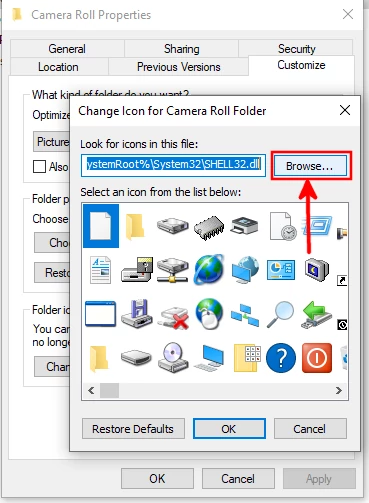 Browse for folder icon device storage