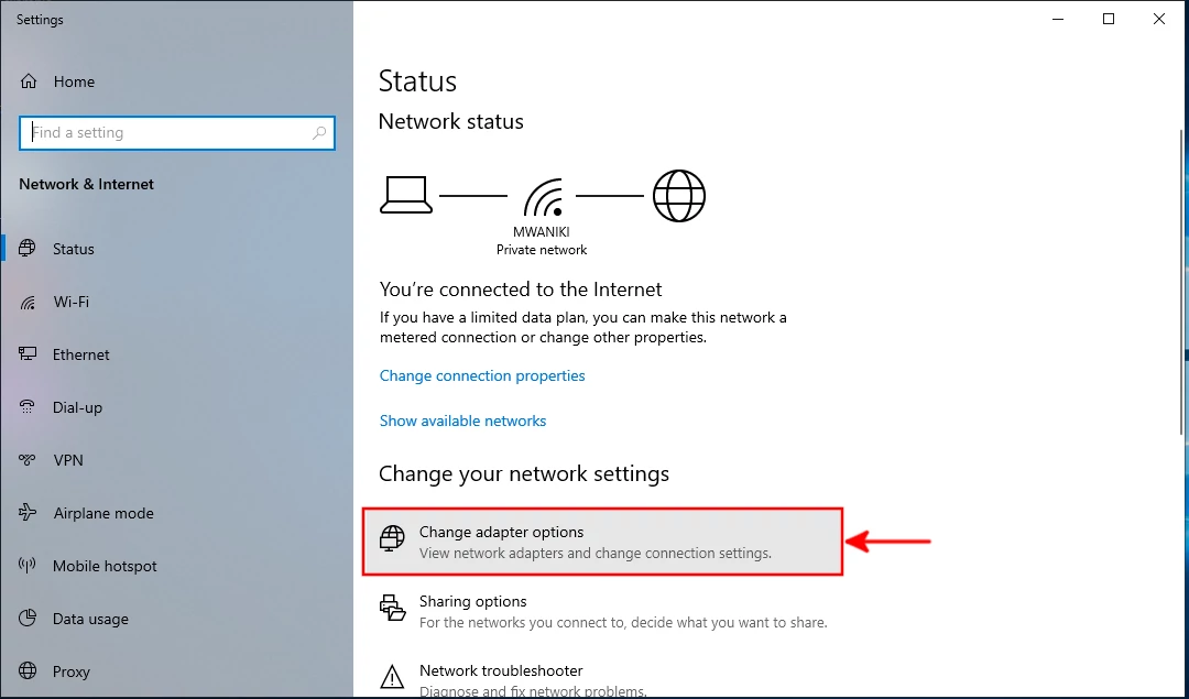 Change adapter options