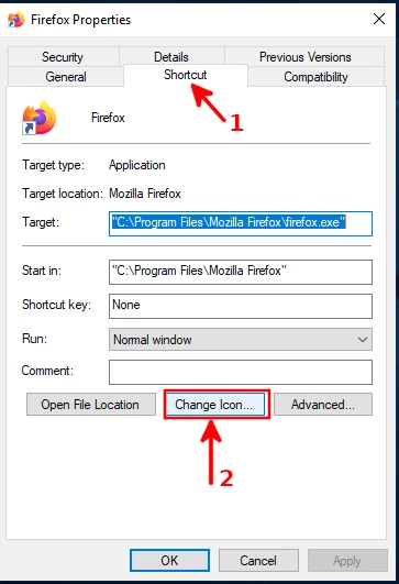 Changing Mozilla Firefox icon on Windows