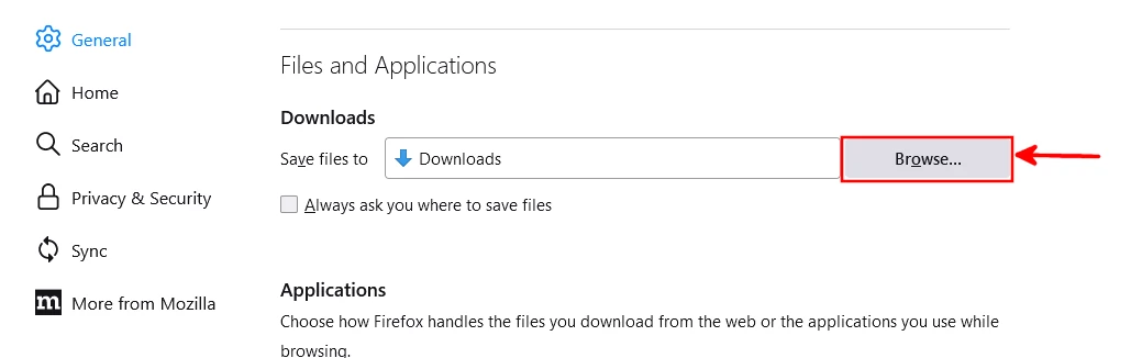 Changing the firefox download folder