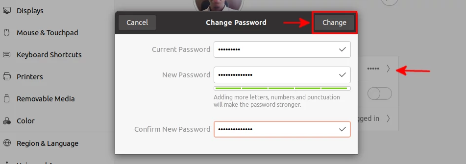Changing the login password in Ubuntu