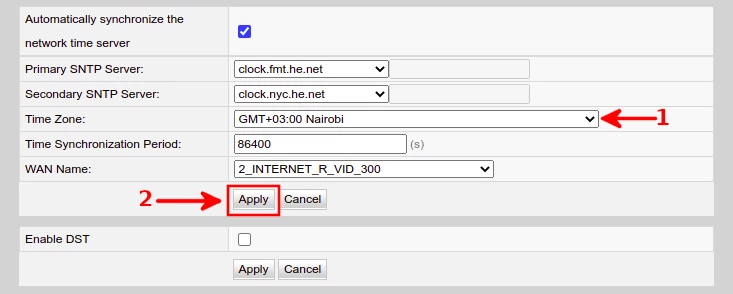 Changing timezone on Huawei Echolife router