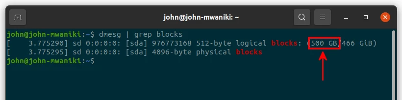 Checking disk size in Ubuntu terminal