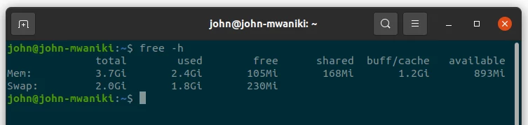 Checking RAM size in GBs using Linux free command