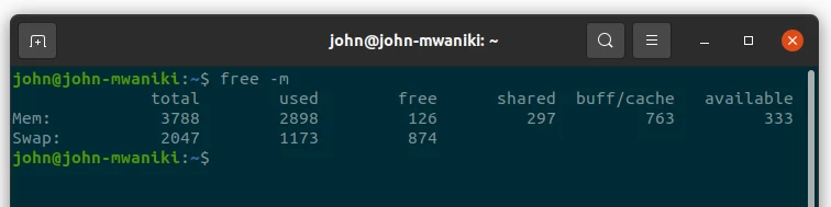 Checking RAM size in MBs using Linux free command