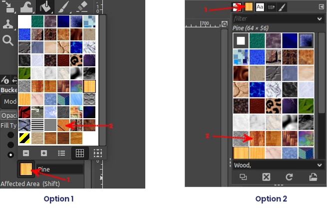 Choosing a pattern in GIMP