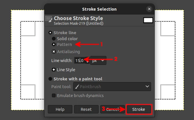 Choosing stroke style in GIMP