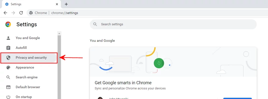 Chrome settings Privacy and security