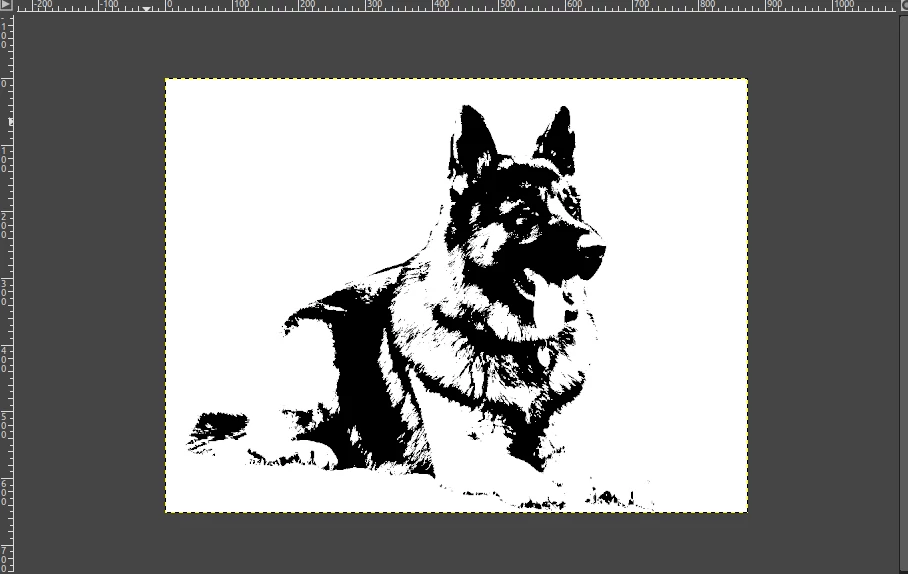 Clear black & white image after changing threshold in GIMP