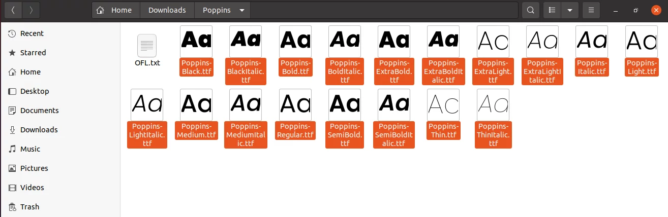 Copying the font files