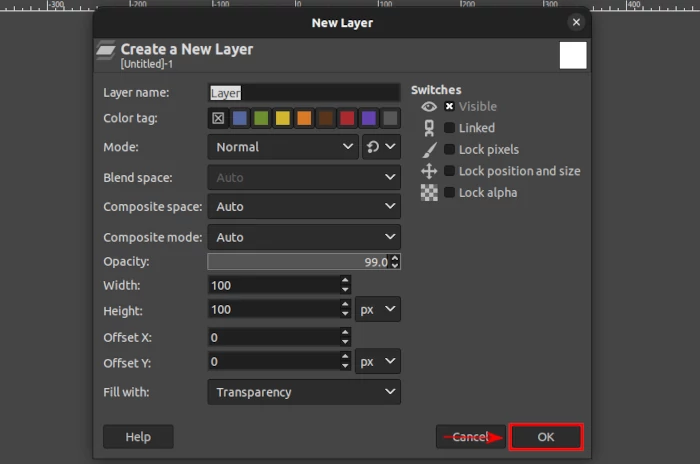 Creating a new layer for pattern design in GIMP