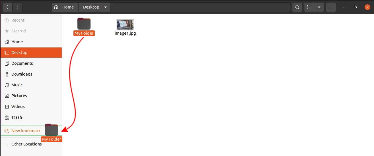 Creating a bookmark via drag and drop on Ubuntu