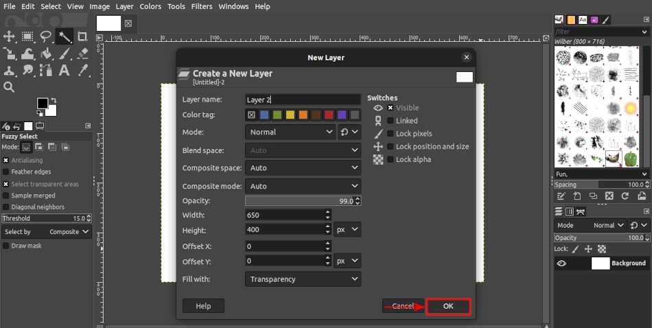 Creating new layer for hexagon drawing in GIMP