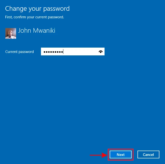 Current Windows login password