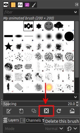 Deleting a brush in GIMP