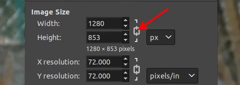 Disabling retaining of image size aspect ratio in GIMP