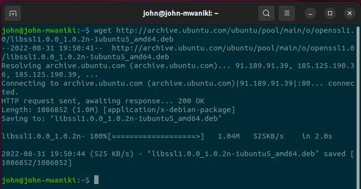 Downloading the libssl library