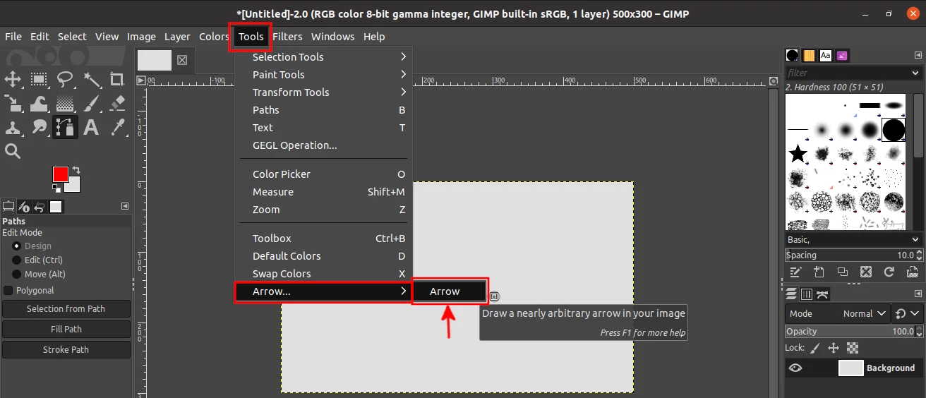 Drawing an arrow on Gimp