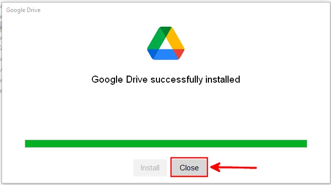 Exiting the Google Drive for desktop installer wizard