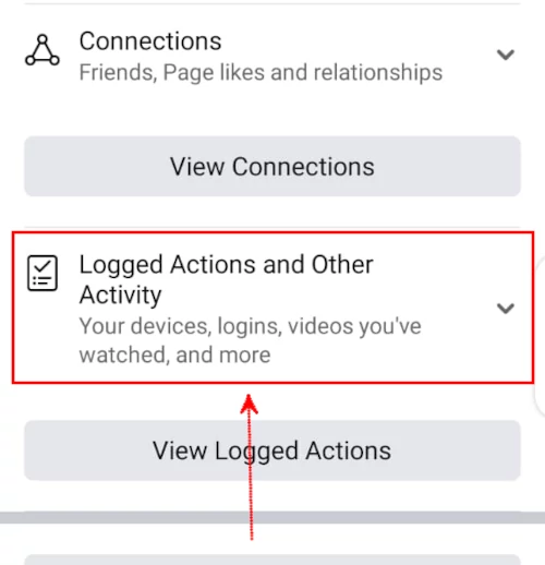 Expanding Logged Actions and Other Activity on Facebook mobile app