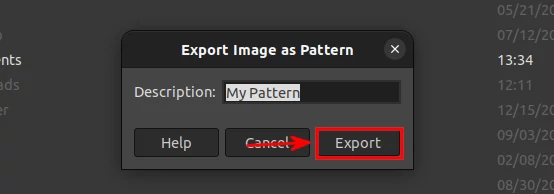 Exporting image as pattern in GIMP