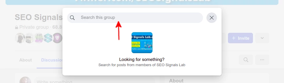 Facebook group search form