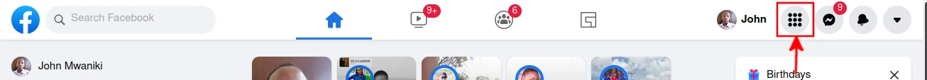 Click on the Facebook menu icon