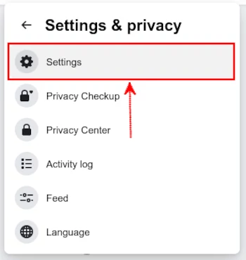 Opening Facebook settings on desktop