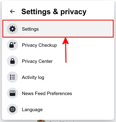 Facebooks settings option