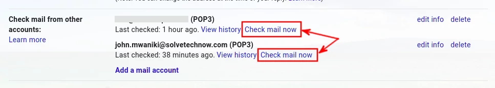Fetching emails manually in Gmail