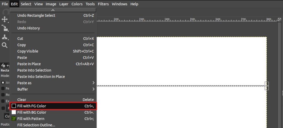Filling a selection with foreground color in GIMP