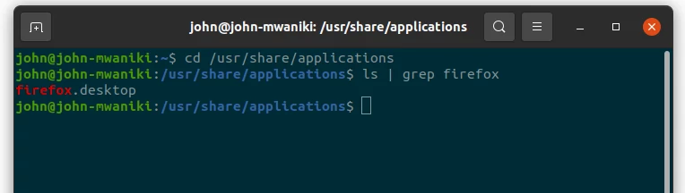 Finding firefox .desktop files in terminal