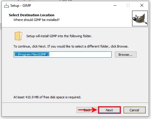 GIMP installation folder
