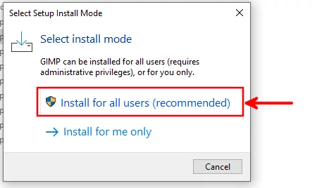 GIMP Windows installation mode
