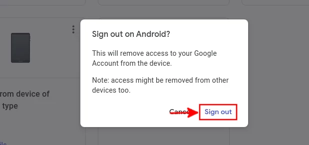 Google Account sign-out confirmation