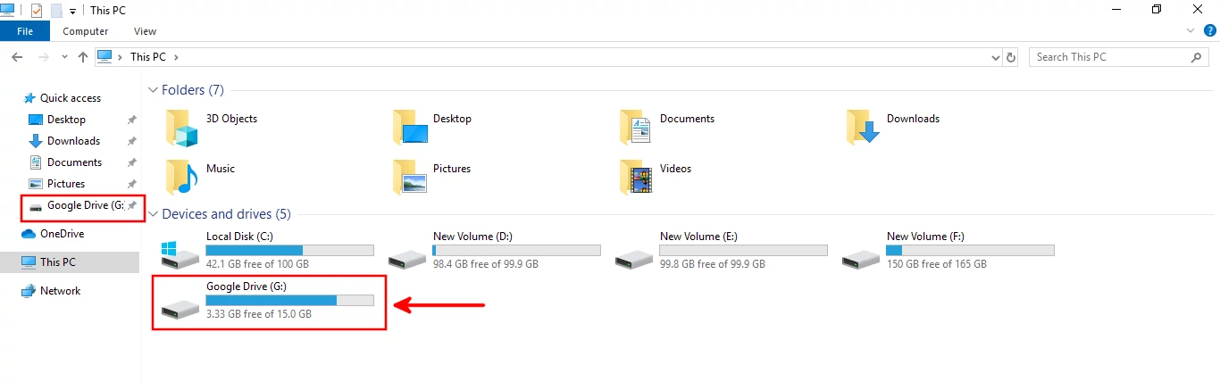 Google Drive on Windows File Explorer