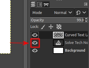 Hiding a text layer in GIMP