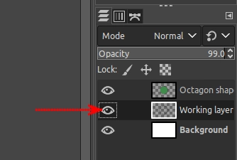 Hiding an octagon design layer in GIMP