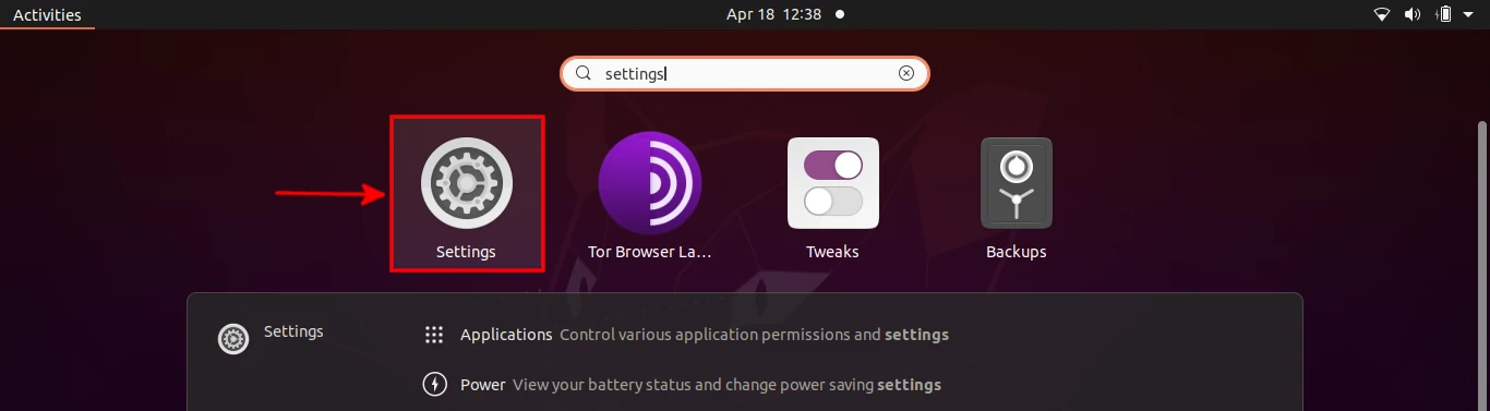 How to open settings in Ubuntu