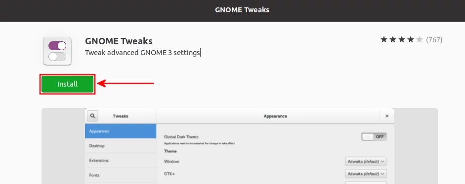 Installing GNOME tweaks in Ubuntu software