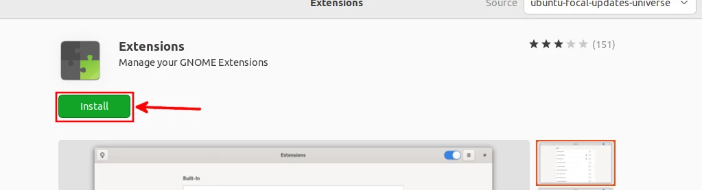Installing the GNOME extensions in Ubuntu software